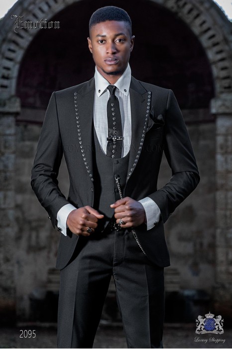 Traje de moda italiano negro tejido New performance