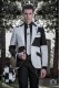 Patchwork jacket black and white. Wool mix fabric.