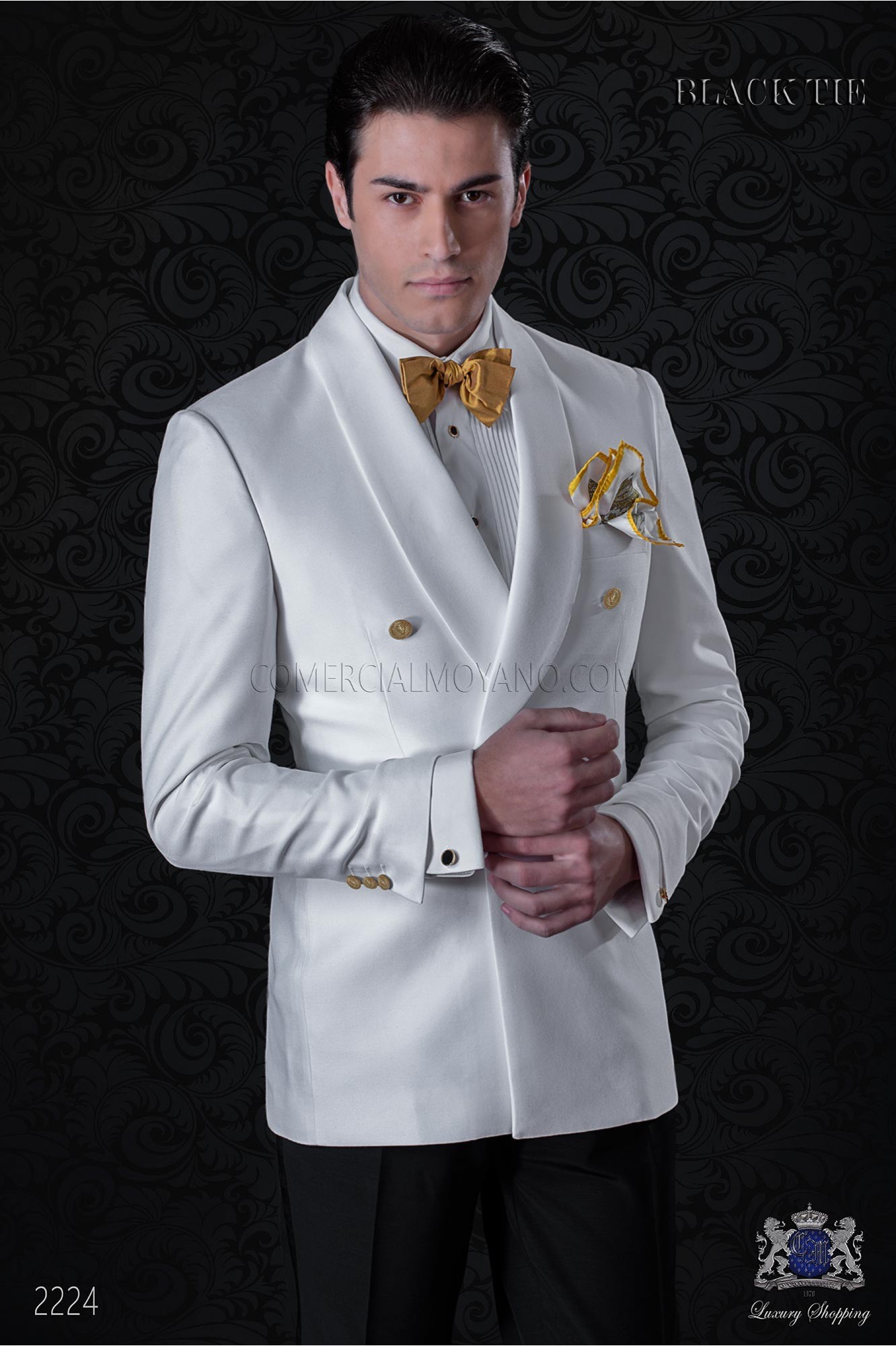 Esmoquin italiano cruzado blanco mixto lana modelo: 2224 Mario Moyano colección Black Tie