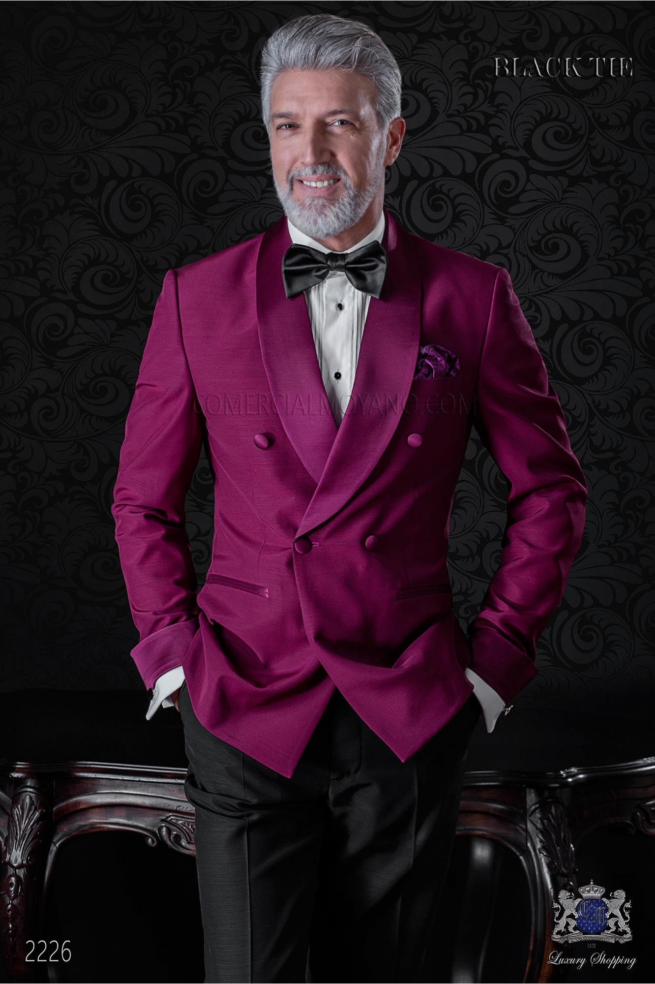 Bespoke burgundy double breasted tuxedo model 2226 Mario Moyano