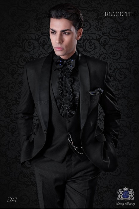 Italienisch schwarz Smoking Anzug aus Wollmischung