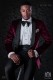 Bräutigam burgunde Smoking Anzug aus Samt mit Satin Revers. Schalkragen und 1 Knopf. Samt aus 100% Baumwolle Stoff. 