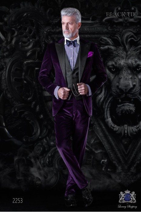 Italian bespoke purple velvet tuxedo