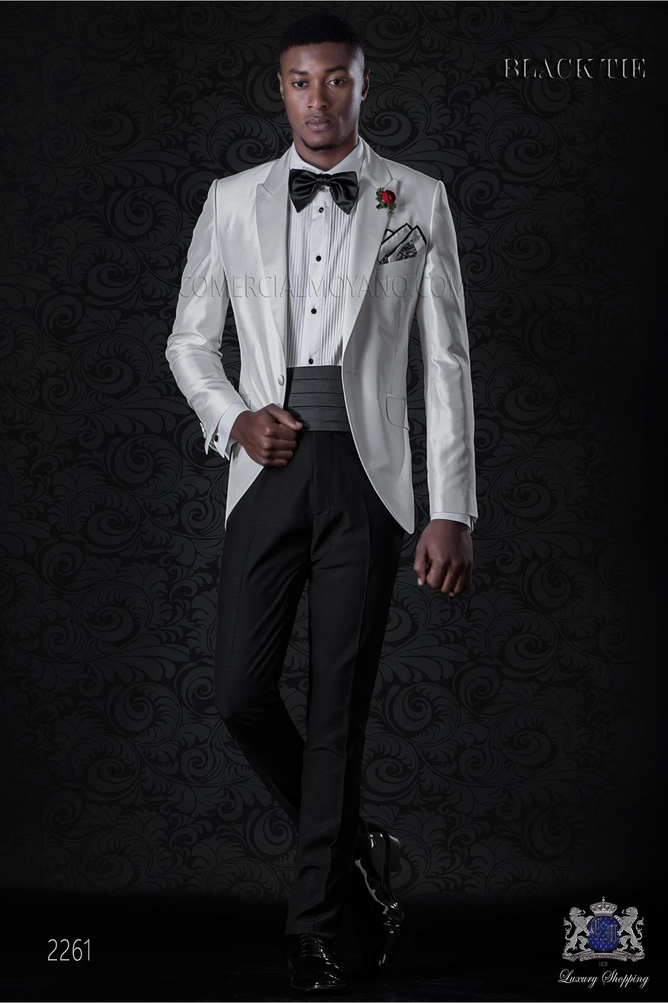 Bespoke white shantung dinner jacket model 2261 Mario Moyano