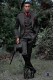 Gothic black satin frock coat red embroidered.