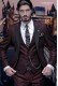 Modern maroon groom suit with black contrasting lapels 1670 Mario Moyano