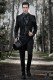 Baroque black jacquard groom tailcoat
