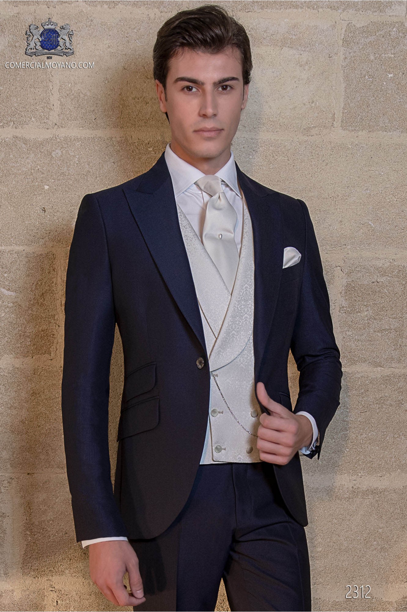 Traje de novio azul marino mixto lana mohair alpaca modelo: 2312 Mario Moyano colección Gentleman
