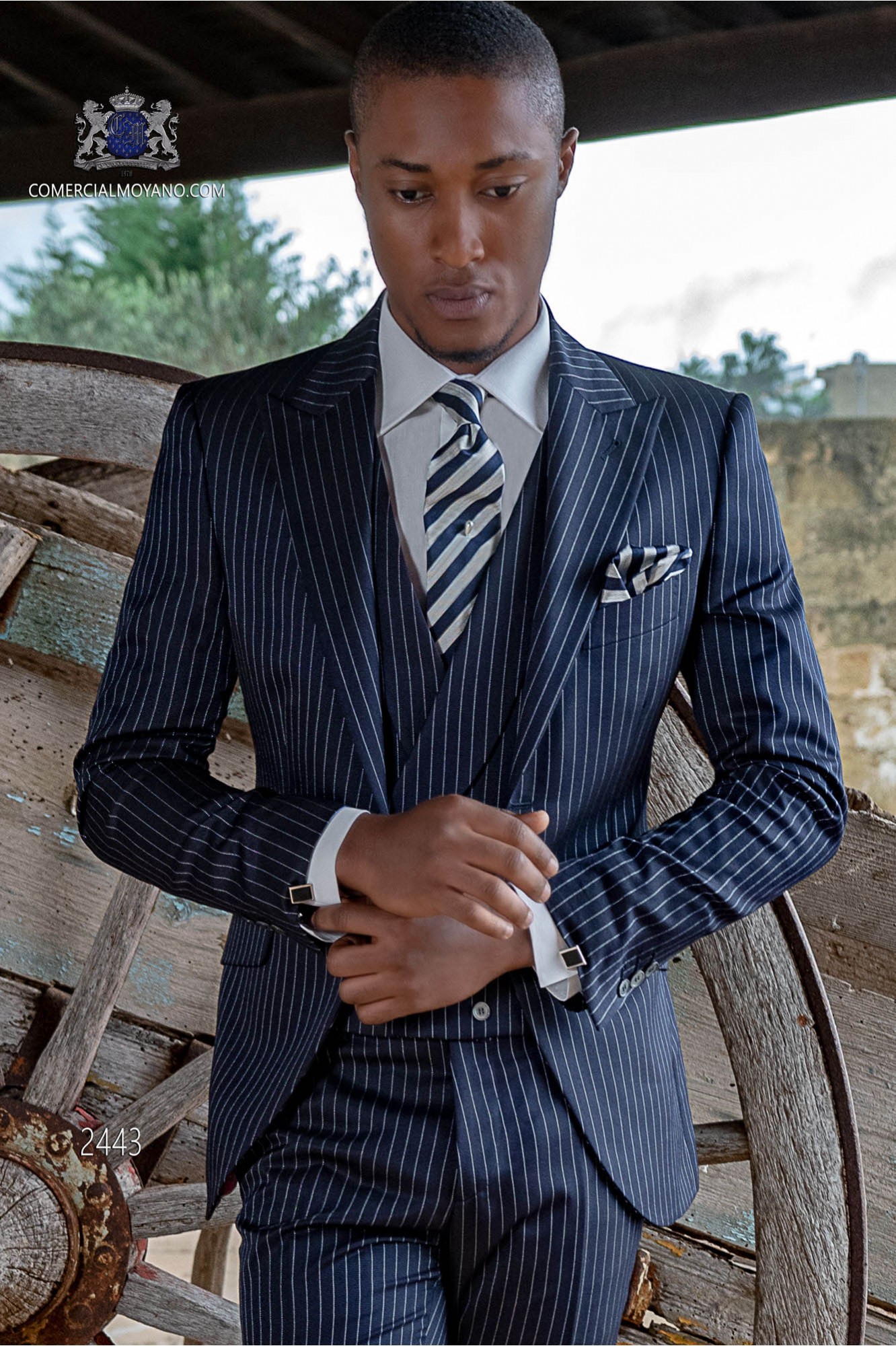 Bespoke blue pinstripe suit