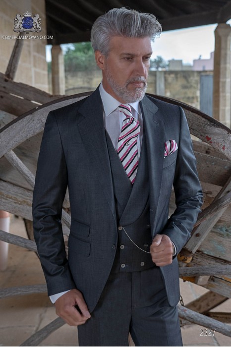 Costume homme italien gris anthracite fil à fil de laine mélangé