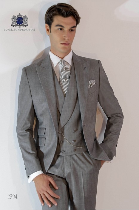 Costume homme italien gris clair fil à fil de laine mélangé