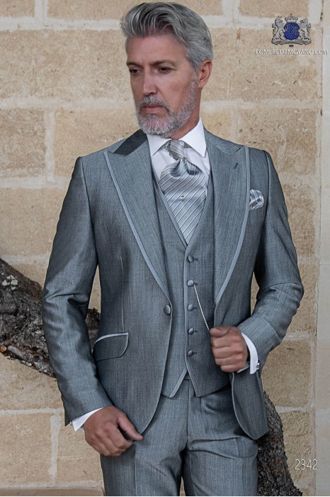 Bespoke light grey suit mohair wool mix alpaca
