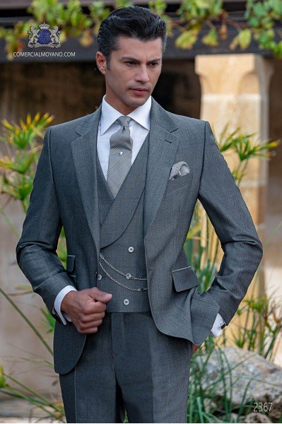 Gray bespoke alpaca mohair wool groom suit modern fitted 2367 Mario Moyano