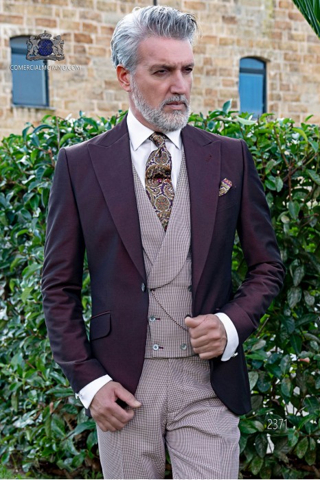 Italian bespoke burgundy groom suit