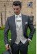 Graue Cut Hochzeitsanzug aus Fil a Fil Wollmischung Stoff