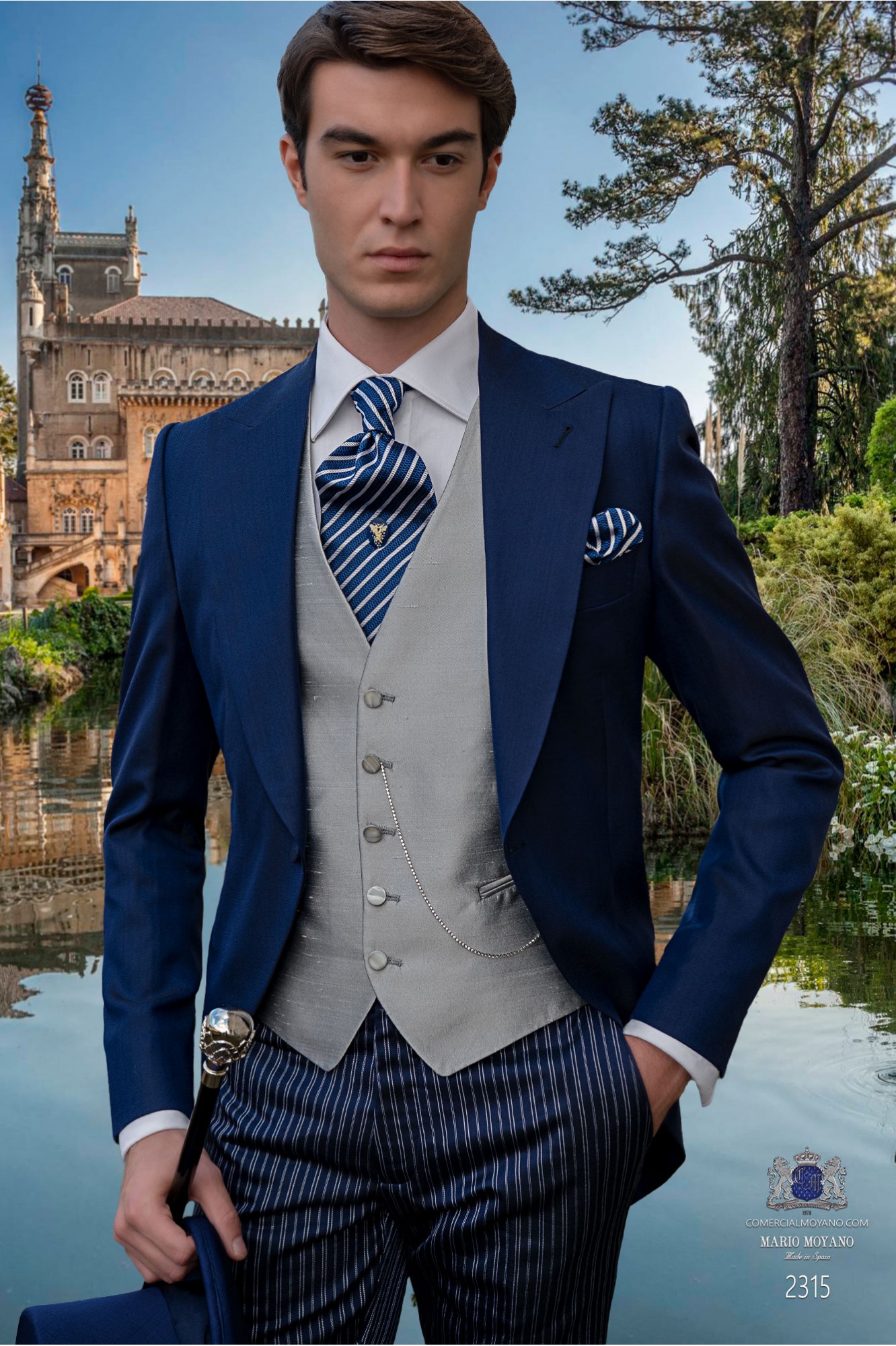 Bespoke royal blue morning suit wool mix