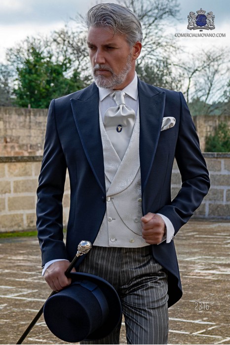 Italian blue short frock men wedding suit