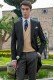 Italian morning suit wool mix black with pinstripe trousers