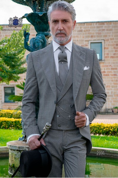 Bespoke Prince of Wales grey morning suit 2391 Mario Moyano