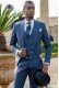 Italian royal blue wool mix Prince of Wales morning suit.