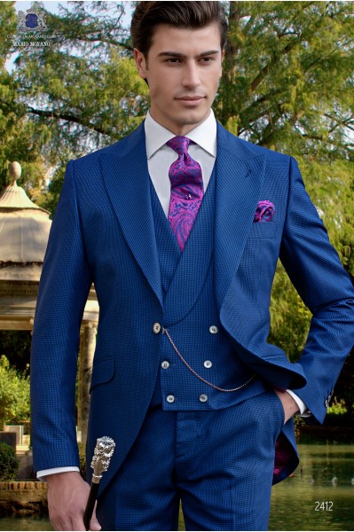Bespoke Houndstooth suit blue royal