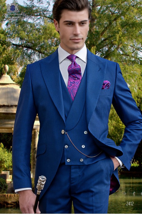 Bespoke Houndstooth suit blue royal