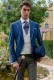 Chaqué de novio azul royal con pantalón raya diplomática