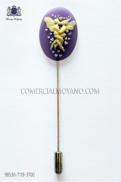 Coral purple cameo pin 