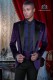 Italian velvet purple tuxedo with satin lapels. Peak lapels and 1 button. Fabric velvet 100% cotton.