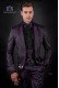 Italienische Smoking-Anzug purpur und schwarz Mikromuster Schalkragen und 1 Knopf, Wollmischung Stoffe.