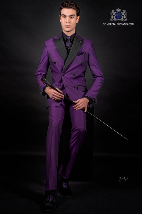 Mode violett zweireihig Herren Anzug mit Satin Revers