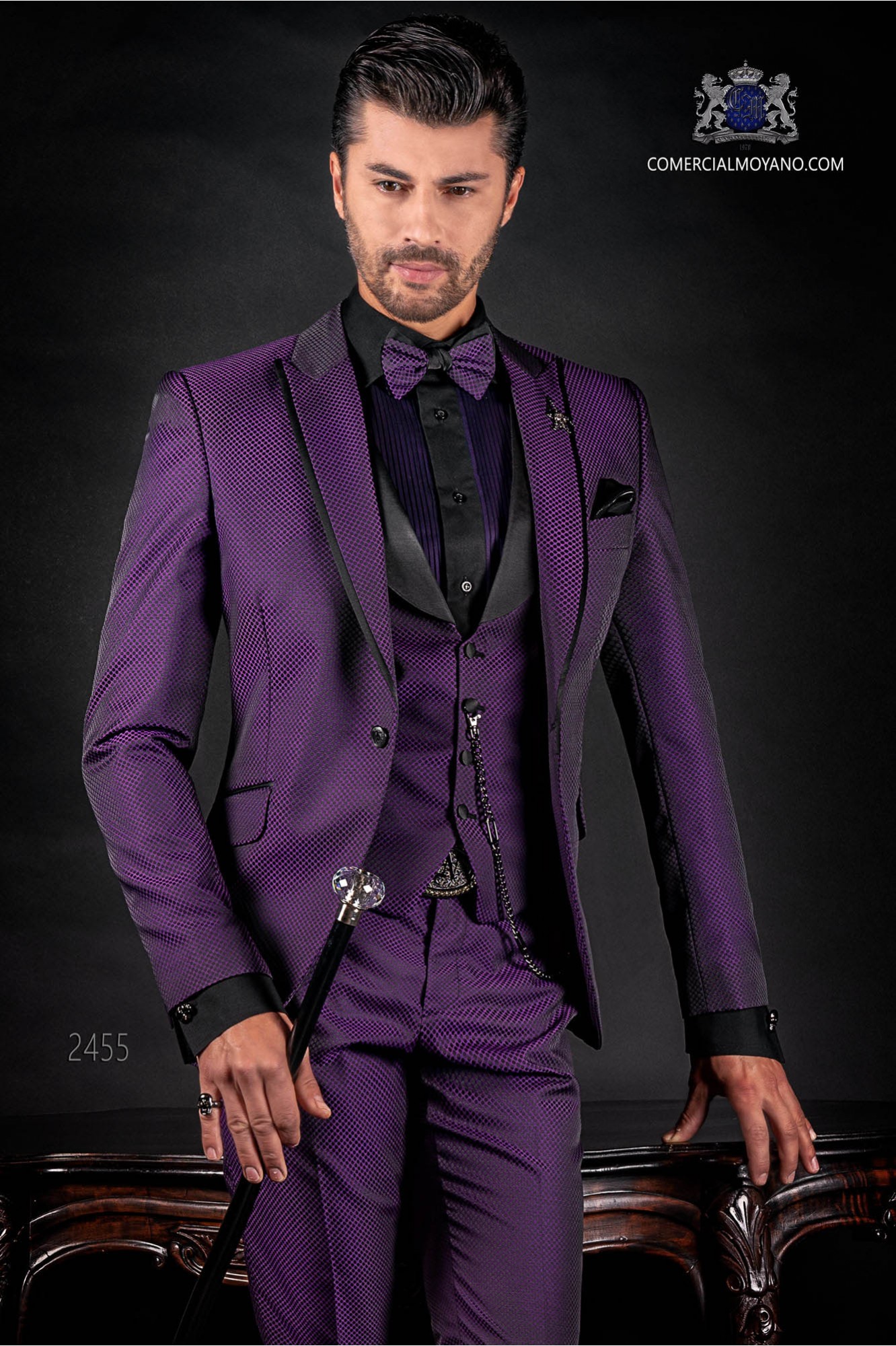 Fashion bespoke suit purple micro design model 2455 Mario Moyano