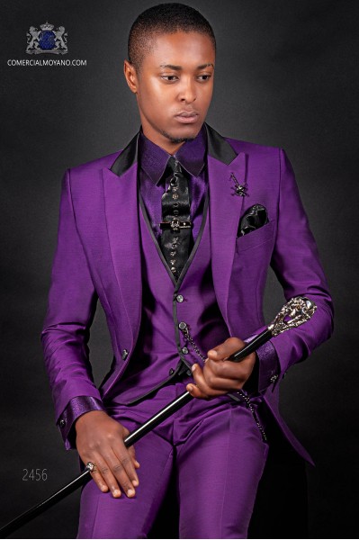 Costume pour homme de mode violet avec gilet