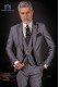 Italienische Anzug grau Mikromuster. Spitzen Revers und 1 Knopf, Wollmischung Stoffe.