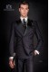 italienne mode costume croisé noir. Croix volets de bord de motif et 6 boutons. Lurex nouveau tissu.