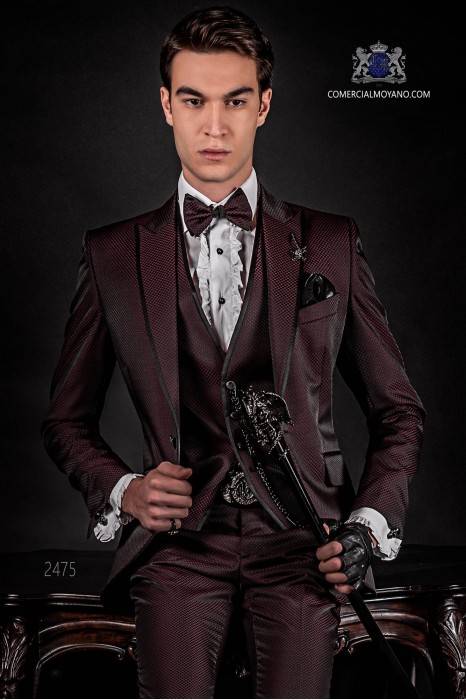 Rock Gothic fashion burgundy groom suit 