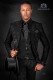 Italian bespoke black jacquard fashion jacket with mao collar
