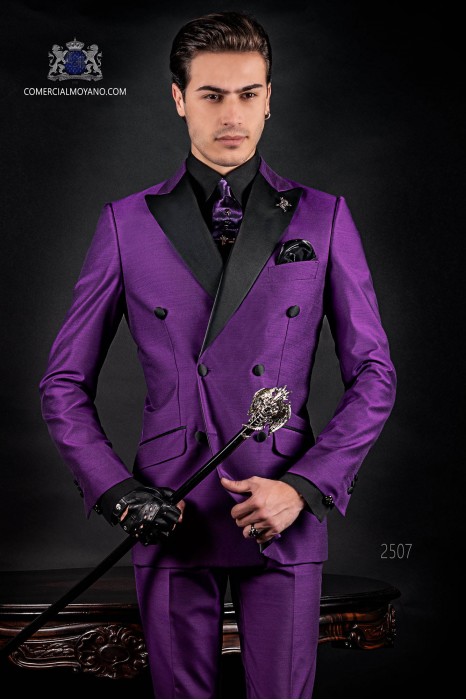 Costume croisé violet pour homme de mode