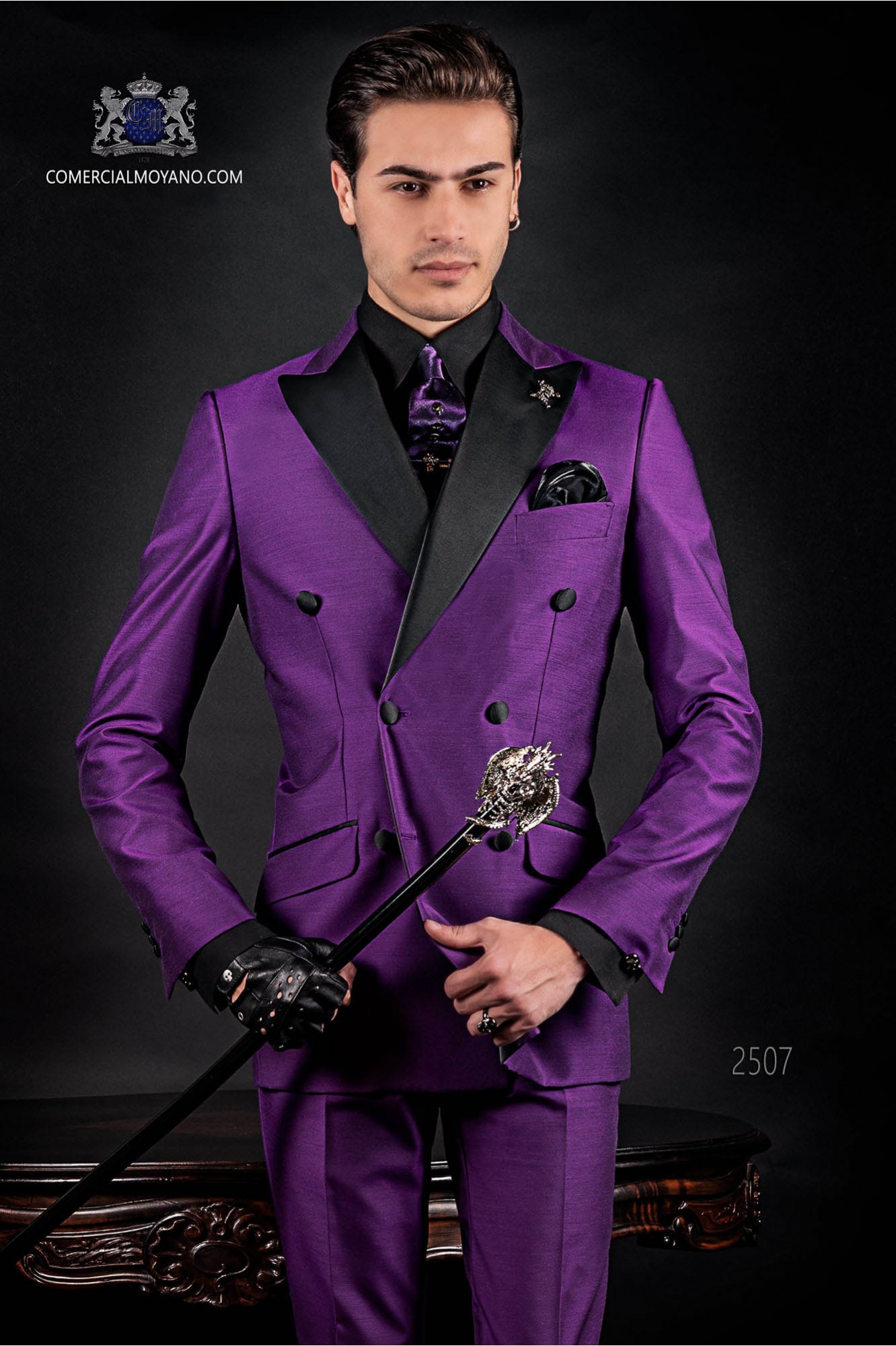 Bespoke double breasted fashion purple suit model 2507 Mario Moyano