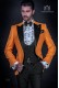 Italienische Hochzeitsanzug orange aus Piqué kombiniert mit schwarzen Hosen