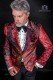 Bräutigam Anzug, Patchwork Sakko, rot, aus reiner Jacquard-Seide