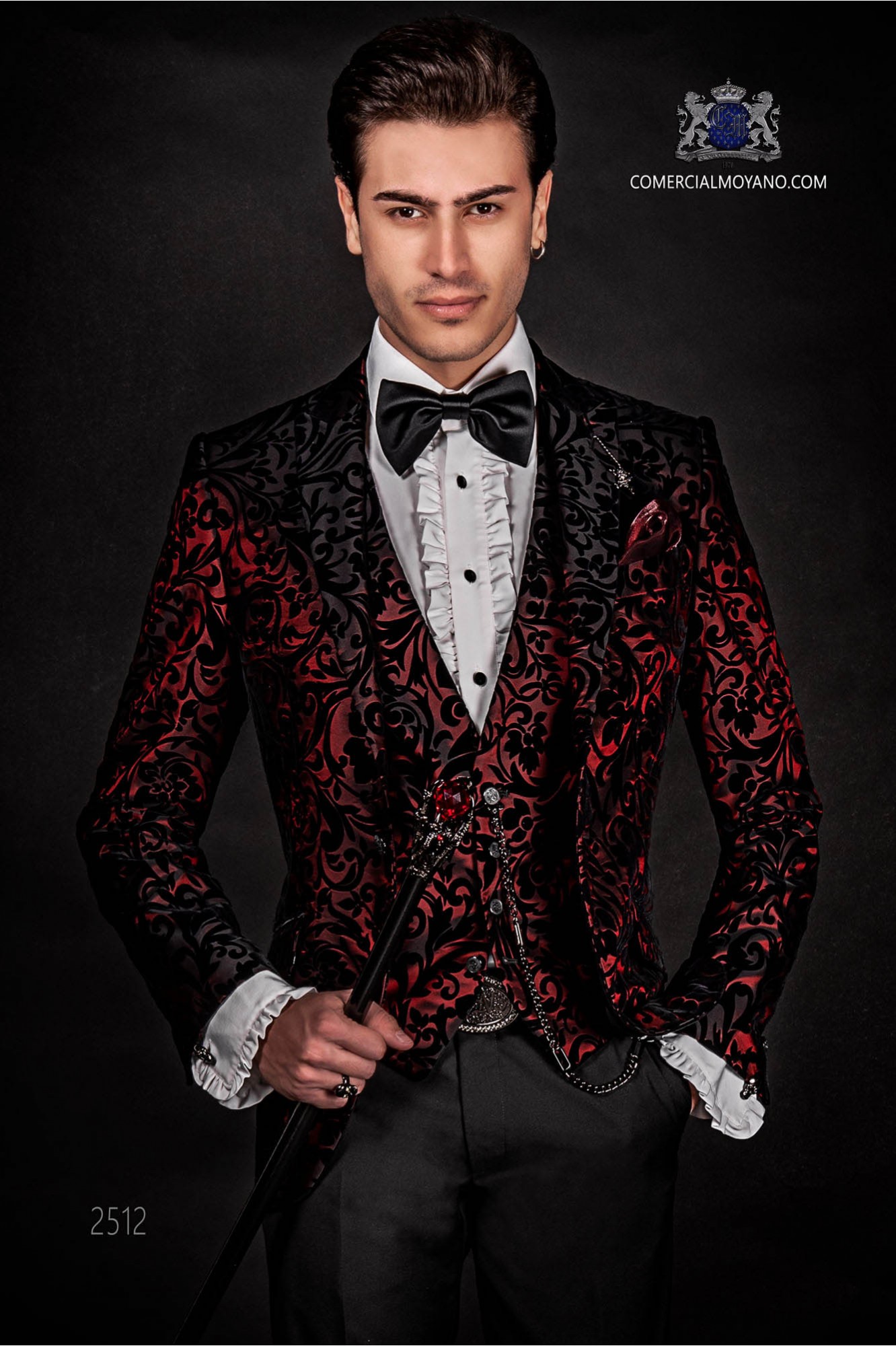 Italian velvet red tuxedo with a special design model 2512 Mario Moyano