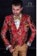 Costume de mode italienne rouge en tissu jacquard avec un design spécial
