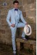Suit modern Italian style "Slim". Light blue fabric 100% cotton.