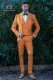 Italian orange pure cotton wedding suit microdesign fabric
