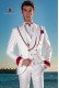 Italian bespoke white suit with red satin lapels