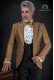 Italian bespoke golden wedding suit coordinated with black waistcoat and trousers