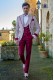 Italienischer Hochzeitsanzug mit Schmal geschnittener speziell bedruckter burgunder Stoff