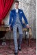 Groomswear Baroque. Vintage coat in blue satin with silver embroidery yarns.