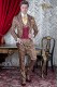 Vintage frock coat red and gold jacquard fabric, lapels with satin profile.